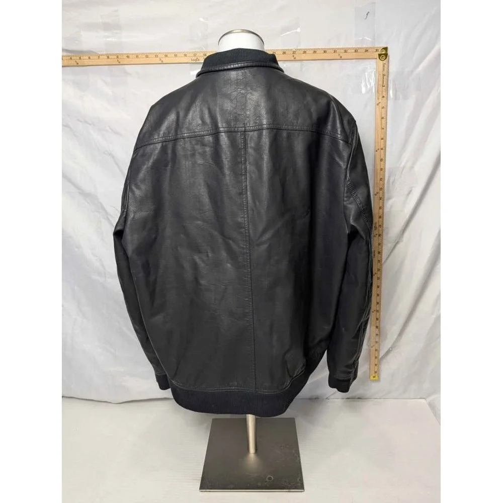 Apt 9 ~ Men's‎ Black Faux Leather Bomber Jacket Full Zip ~ 2XL ~ NWOT